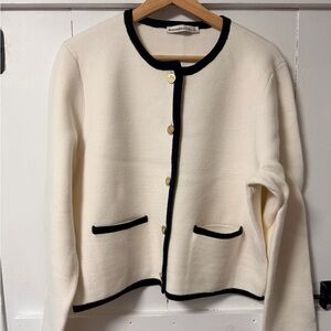 Abercrombie & Fitch Cream Blazer with Black Trim